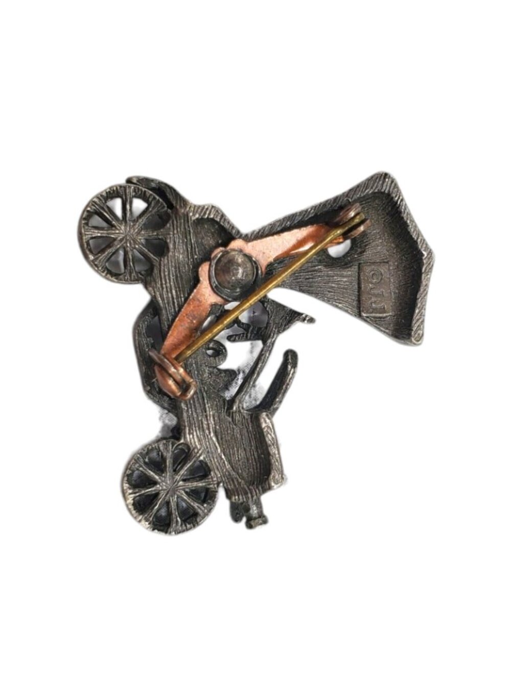 Vtg Signed JJ Jonette Model A T Car Brooch Pin 1.5" Old-fashioned Jonette Pewter - Picture 7 of 9